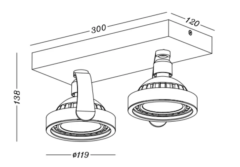 Decor Wally plafonnière of wandlamp antraciet met beweegbare kop, 2 lichtbronnen, 4304