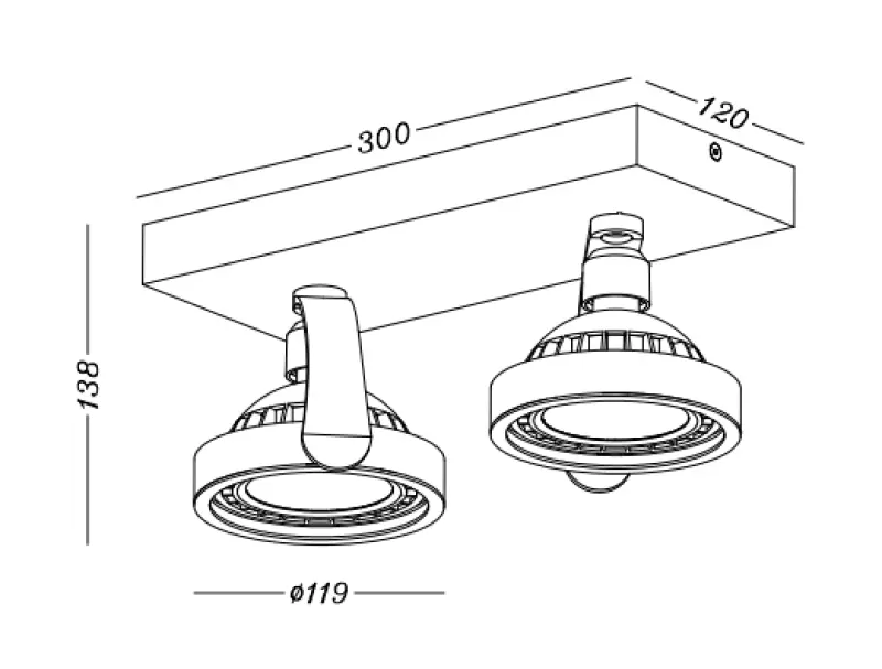 Decor Wally mennyezeti lámpa vagy fali lámpa fehér, mozgatható fejjel, 2 fényforrással 4373