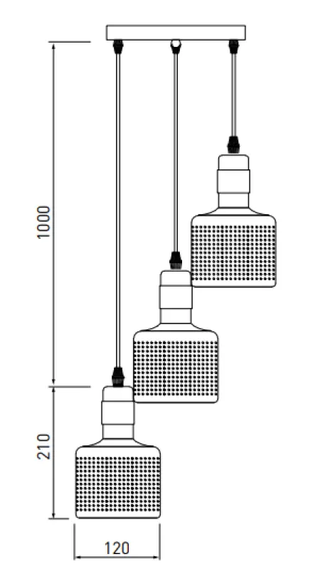 Decor Bellis fekete arany henger alakú függőlámpa 3 fényforrással 4680