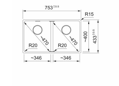 Franke Maris MRG 220-35-35 Fragranite Matt fekete dupla mosogató lapba építhető