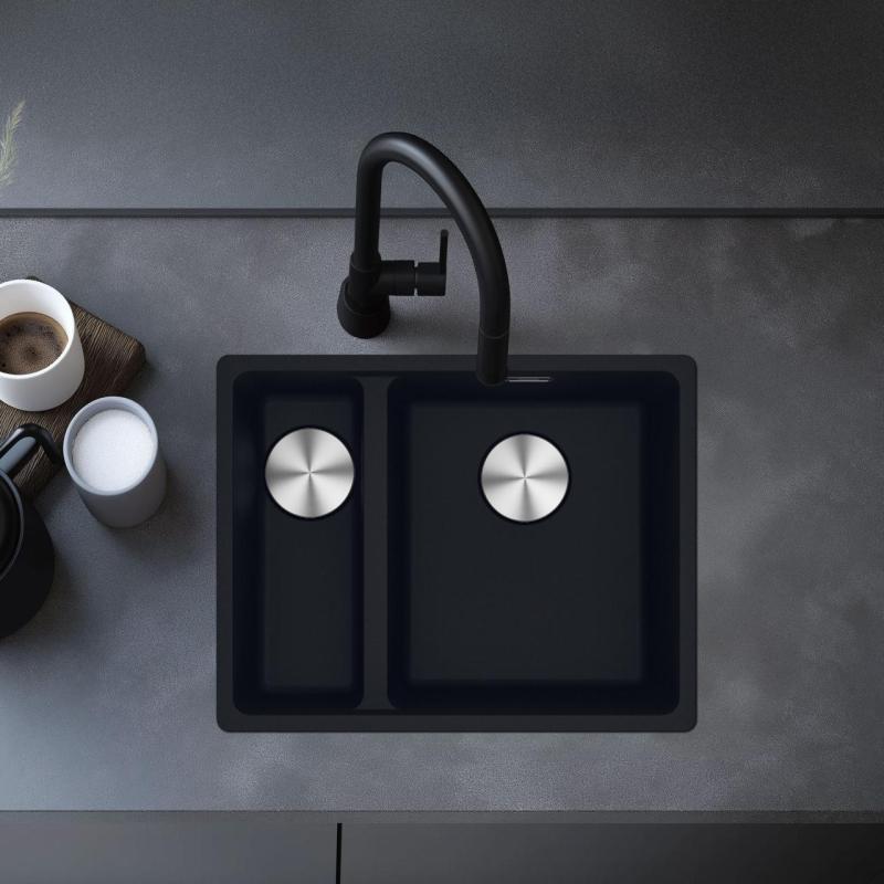 Franke Maris MRG 260-34-15 Fragranite Matt fekete mosogató Bal oldali lapba építhető
