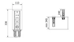 Indux Lift süllyeszthető földelés fehér konyhai aljzat munkalappal világítással, 2 x USB-vel és vezeték nélküli töltéssel 1208957837