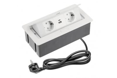 Indux Flip Medium konyhai földelt aljzat a munkalapba vagy a felső szekrénybe, fehér, 2 aljzattal és USB A+C töltőkkel 1208957847