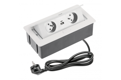 Indux Flip Medium konyhai dugalj földelt a munkalapon vagy felső szekrényben, fehér színű, 2 dugaljjal és 2 USB töltővel 1208957849