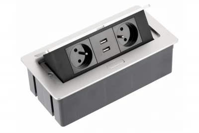 Indux Flip Medium konyhai aljzat földeléssel a munkalapon vagy felső szekrényben, alumíniummal, 2 aljzattal és 2 USB töltővel 1208957850
