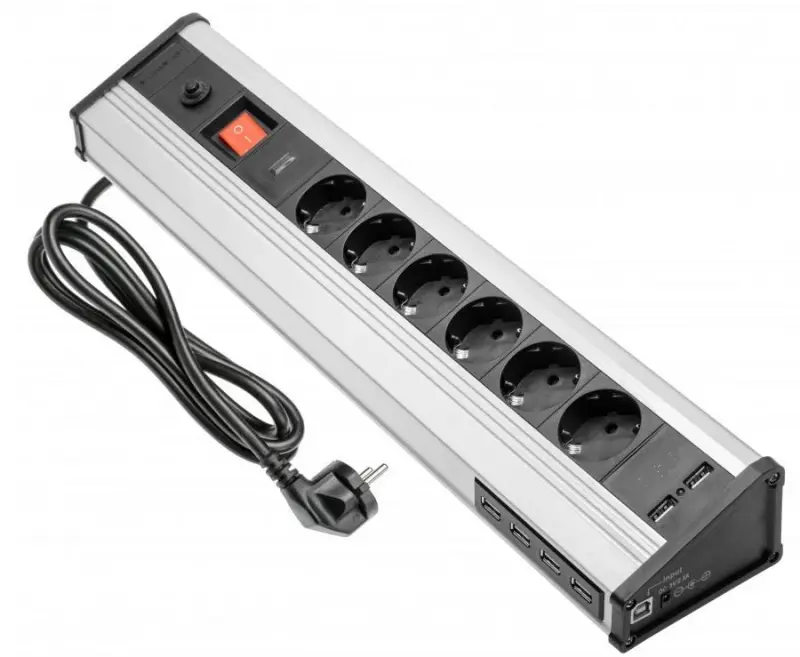 Indux Corner sarok és szabadon álló alumínium konnektor 6 földelt aljzattal és 6 USB-vel 1208957851
