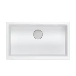 Quadri Newport II grote en diepe spoelbak van graniet, geschikt voor zowel opbouw als onderbouw, in de kleur wit, afmetingen 76x45cm, productnummer 1208957854.