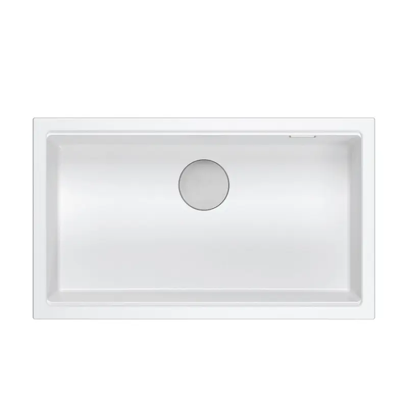 Quadri Newport II grote en diepe spoelbak van graniet, geschikt voor zowel opbouw als onderbouw, in de kleur wit, afmetingen 76x45cm, productnummer 1208957854.