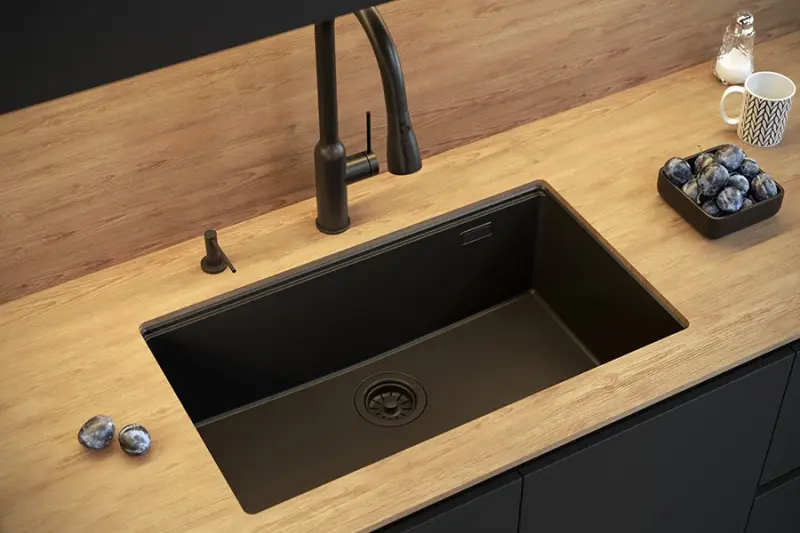 Quadri Newport II nagy és mély gránit mosogató, ráépíthető és beépíthető, fekete mosogató, 76x45, 1208957855.