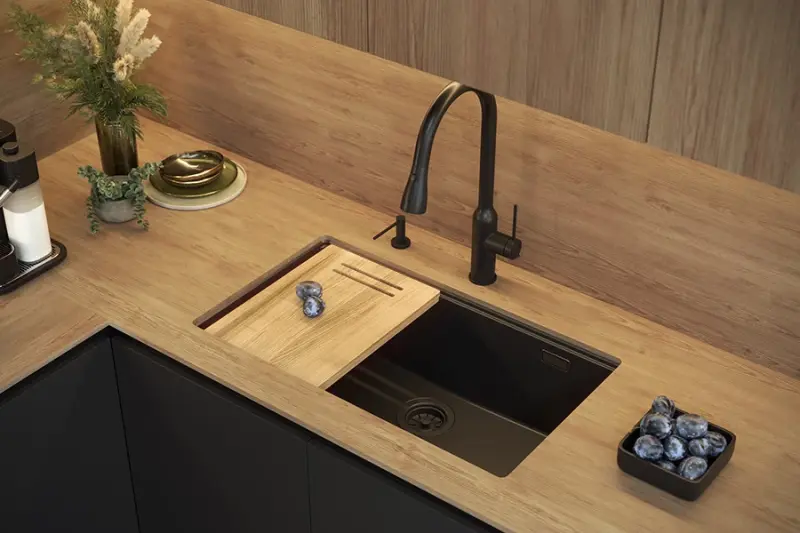 Quadri Newport II nagy és mély gránit mosogató, ráépíthető és beépíthető, fekete mosogató, 76x45, 1208957855.