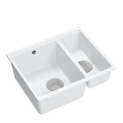 Quadri Newport II fehér 1,5 medencés gránit mosogatótálca beépíthető és aláépíthető 555x460mm rozsdamentes acél dugóval 1208957860