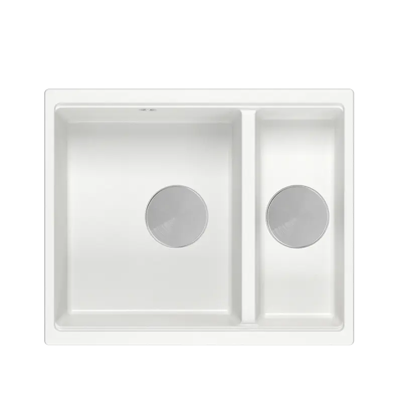 Quadri Newport II fehér 1,5 medencés gránit mosogatótálca beépíthető és aláépíthető 555x460mm rozsdamentes acél dugóval 1208957860