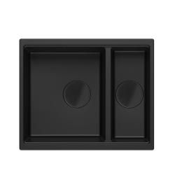 Quadri Newport II fekete 1,5 medencés gránit felületre és aláépítésre szerelhető mosogató 555x460mm fekete dugóval 1208957861