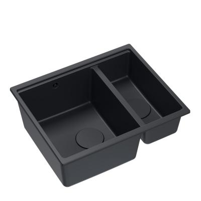Quadri Newport II fekete 1,5 medencés gránit felületre és aláépítésre szerelhető mosogató 555x460mm fekete dugóval 1208957861