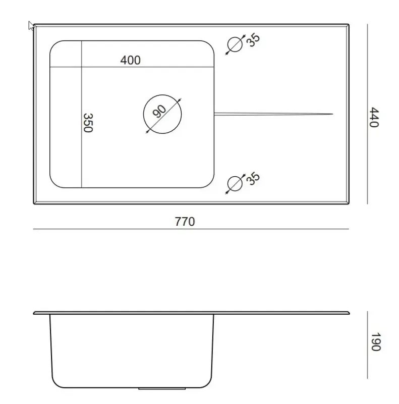 Quadri Glazz rozsdamentes acél mosogató fekete üveg csepegtetővel, megfordítható, 77x44 1208957862