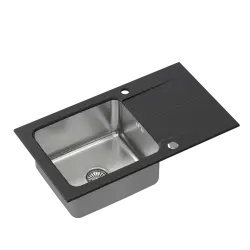 Quadri Fusion beépíthető rozsdamentes acél mosogató onyx gránit csepegtetőrész 78x44 megfordítható 1208957871