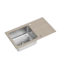 Quadri Fusion beépíthető rozsdamentes acél mosogató bézs gránit csepegtető résszel 78x43, megfordítható 1208957881