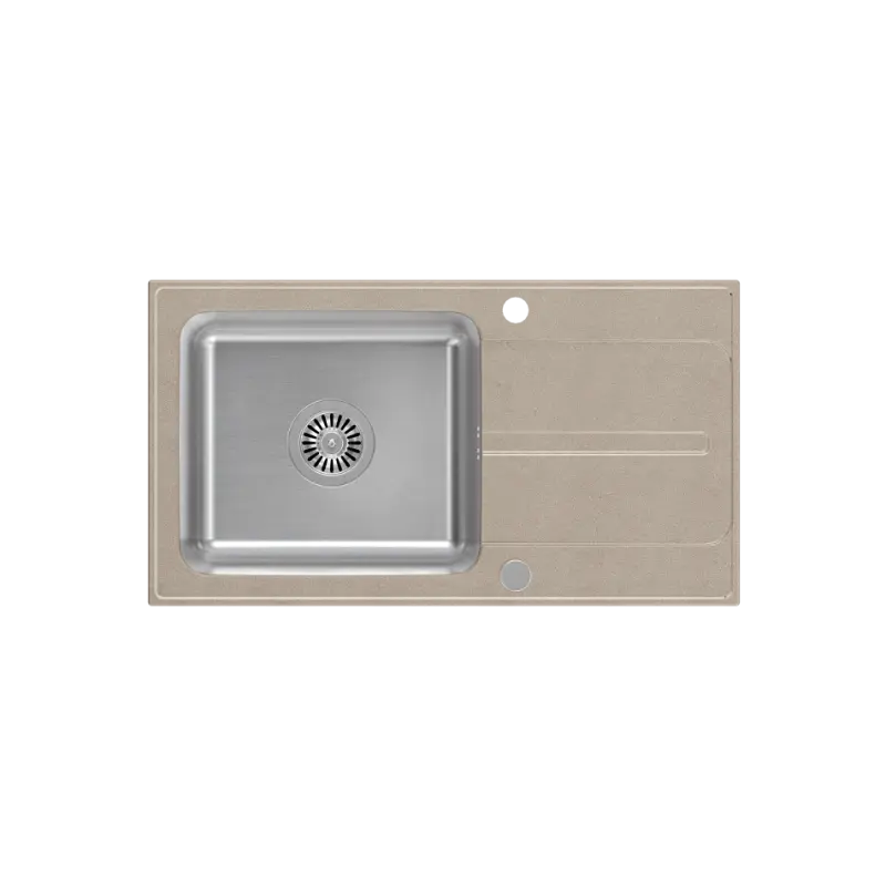 Quadri Fusion beépíthető rozsdamentes acél mosogató bézs gránit csepegtető résszel 78x43, megfordítható 1208957881