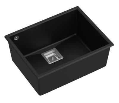Quadri Quadrangle fekete gránit beépíthető mosogató 55x42cm rozsdamentes acél dugóval 1208957885