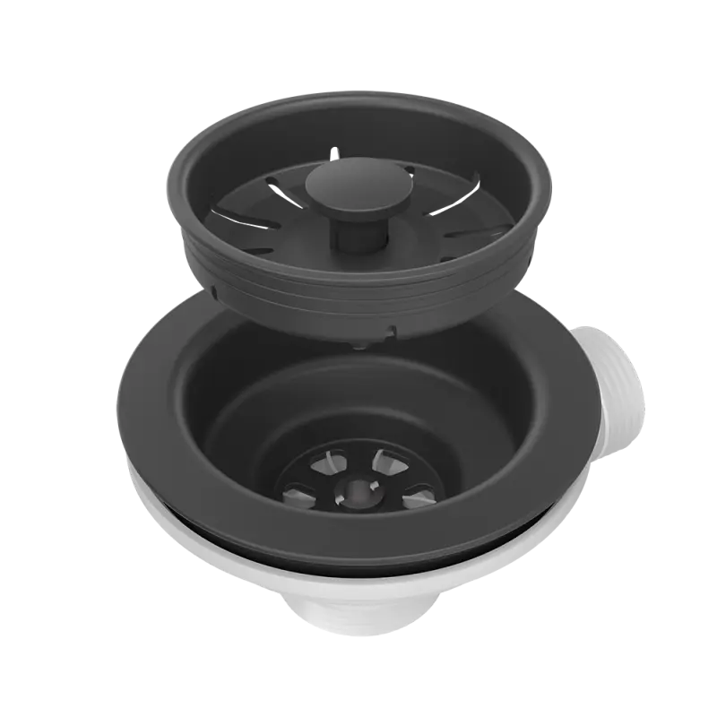 Quadri fekete lefolyókészlet mosogatóhoz kerek túlfolyóval 1 mosogatóhoz 1208957899