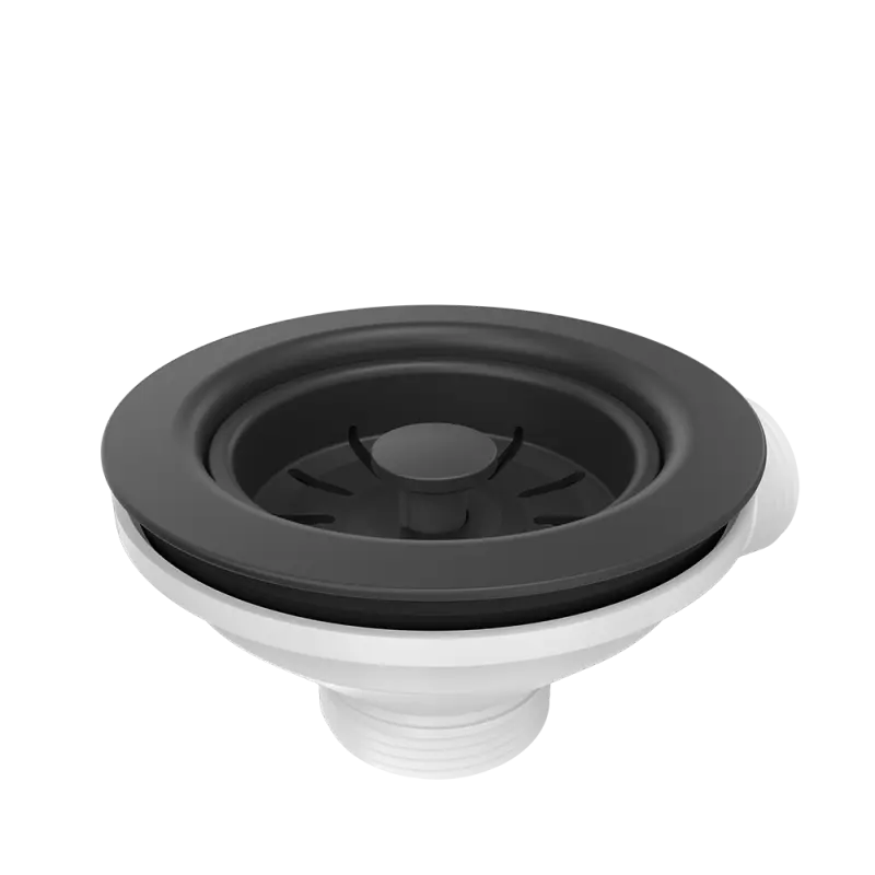 Quadri dupla fekete lefolyókészlet túlfolyóval mosogatóhoz 1208957902