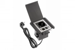 Indux Flip beépíthető földelt konnektor matt fekete 2xUSB A, 1xRJ45 és HDMI csatlakozóval, fekete 1208957915