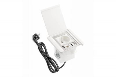 Indux Flip mat fehér beépített dugalj 2xUSB A, 1xRJ45 és HDMI csatlakozóval 1208957916