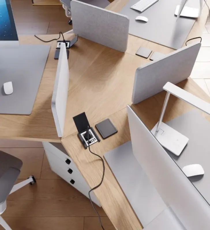 Indux Flip mat zwart geaard inbouw stopcontact met 2x USB A, 1x RJ45 en 1 HDMI-aansluiting 1208957917