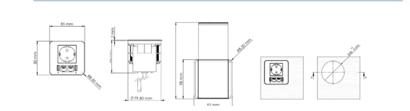 Indux Flip mat zwart geaard inbouw stopcontact met 2x USB A, 1x RJ45 en 1 HDMI-aansluiting 1208957917