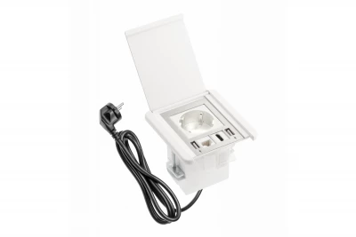 Indux Flip mat wit randaarde inbouw stopcontact met 2x USB A, 1x RJ45 en HDMI aansluiting 1208957919