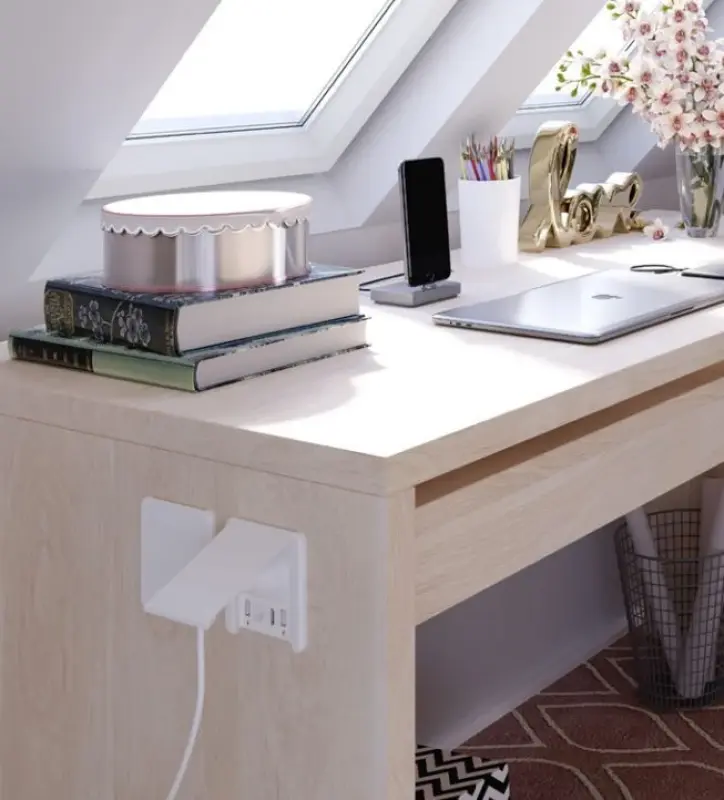 Indux Flip mat wit randaarde inbouw stopcontact met 2x USB A, 1x RJ45 en HDMI aansluiting 1208957919