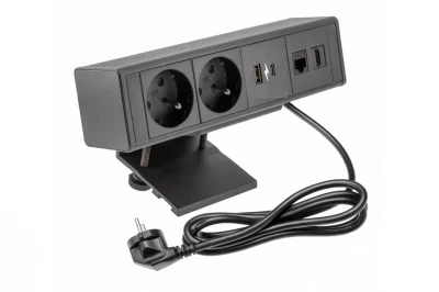 Indux Desk iroda vagy asztali mat fekete fém földelt aljzat (2x) 1xUSB A, 1xUSB C, 1xRJ45 és 1xHDMI 1208957920