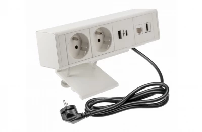 Indux Desk irodai vagy asztali fehér munkalap csatlakozó (2x) 1xUSB A, 1xUSB C, 1xRJ45 és 1xHDMI 1208957921-tel