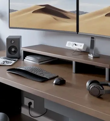 Indux Desk íróasztal vagy asztali alátét fehér földelt csatlakozóval (2x) 1xUSB A, 1xUSB C, 1xRJ45 és 1xHDMI csatlakozóval 1208957923