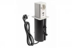 Indux Push kihúzható fehér földelt konnektor 1xUSB A és 1xUSB C csatlakozóval, rozsdamentes acél fedéllel 1208957929