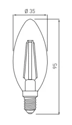 Decor Lumiere ovális LED lámpa E14 Filament meleg fehér 2700K füstüveg 35mm