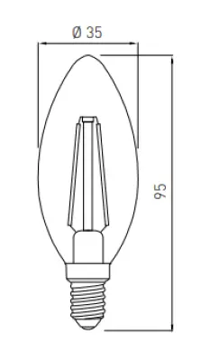 Decor Lumiere ovális LED lámpa E14 Filament meleg fehér 2700K füstüveg 35mm