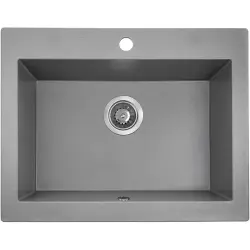 Aquadesign Farmhouse tussen- of opbouw granieten gootsteen grijs 58x49cm 1208958165