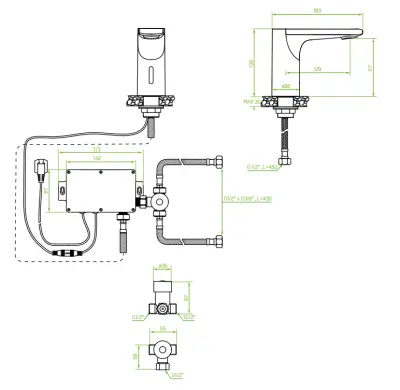 Aquadesign Sensor csaptelep elektronikus mosdócsaptelep elemes vagy hálózati táplálással fekete 1208958190