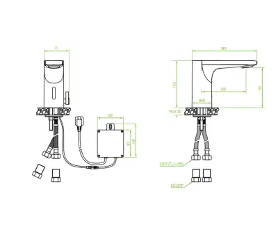 Aquadesign Sensor csaptelep elektronikus mosdócsaptelep elemmel vagy hálózati árammal fekete 1208958192