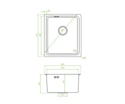Aquadesign R25 rozsdamentes acél beépíthető, aláépíthető és síkba építhető mosogató 34x40cm 1208958201
