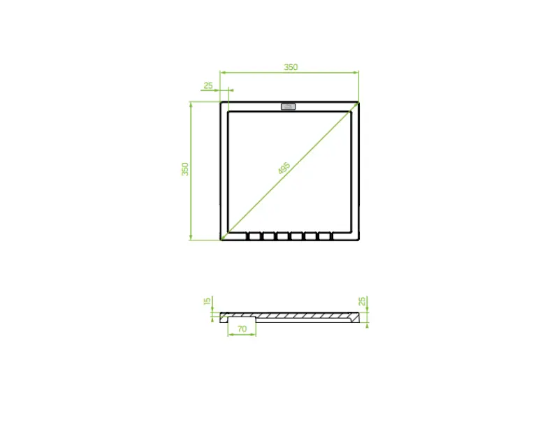 Aquadesign Unix gránit csepegtető 35x35cm fekete 1208958214