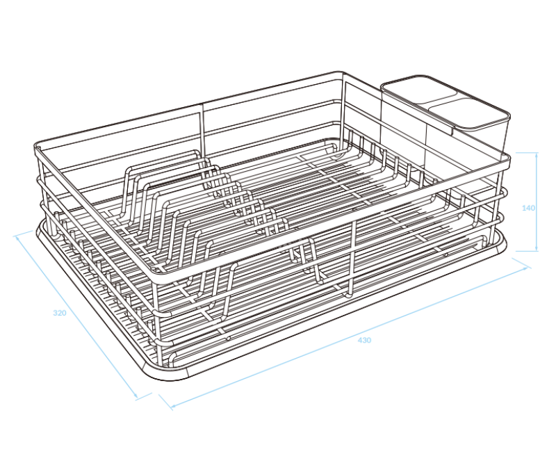 EPKA Edényszárító fekete acélból 43x14x32cm 1208958246