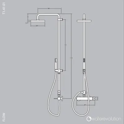 Waterevolution Flow douchecombinatie met thermostaat en regendouche PVD goud White Gold T141TWGE