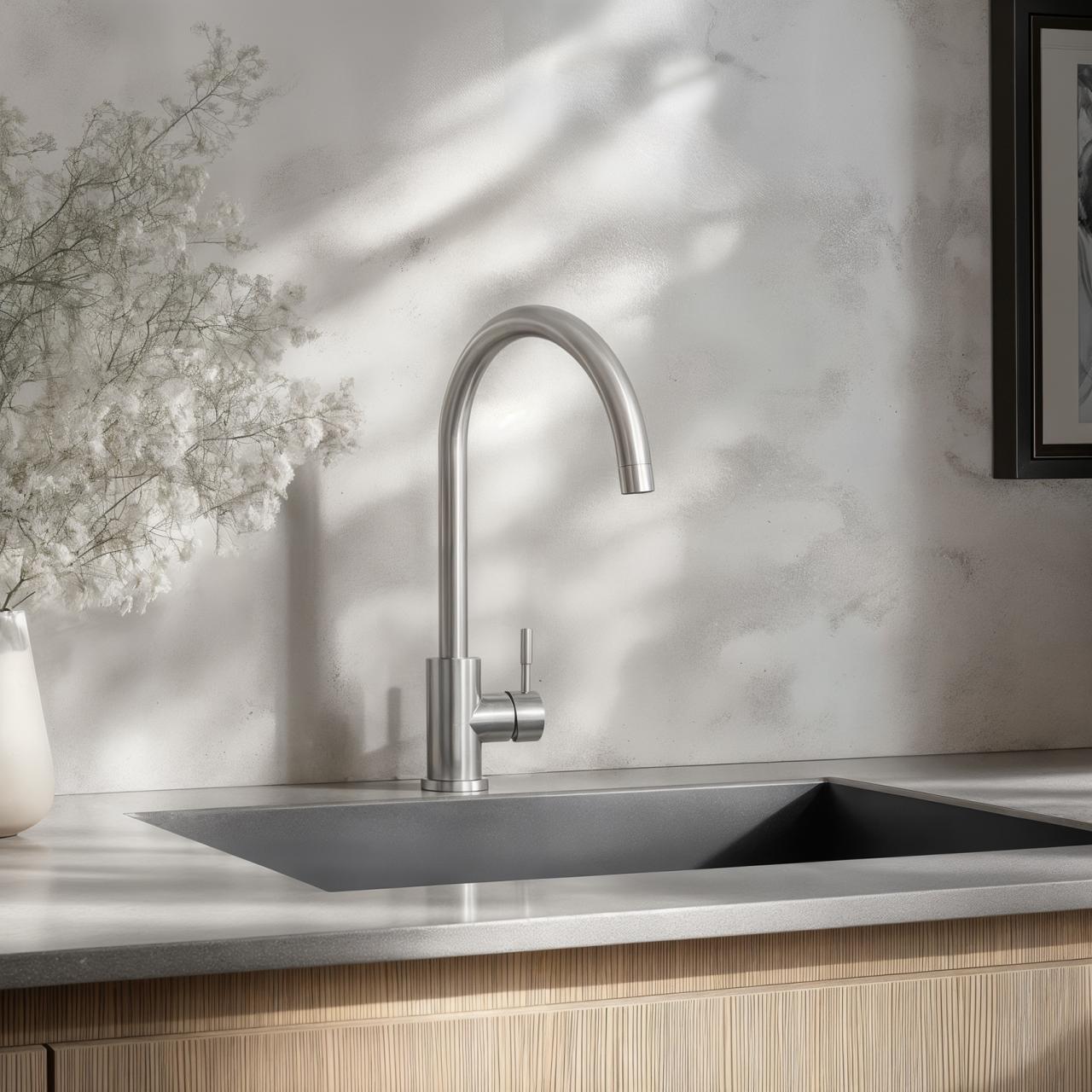 Ausmann Inox Round konyhai csaptelep forgatható kifolyóval teljesen rozsdamentes acél 1208958308 - Productafbeelding 2