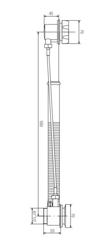 PB badafvoer Chroom met draaiknop aan overloop voor inbouwbaden 1208958380