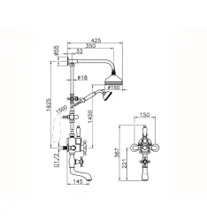 Huber Victorian Termosztatikus Fürdő/Zuhanyszett RVS 592.VT01H.AC