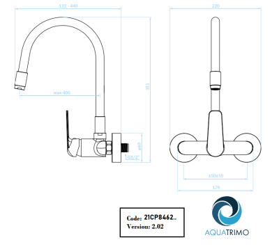 Aquatrimo Chopin fali csaptelep krómozott magas, rugalmas kifolyóval 21CP8462CM