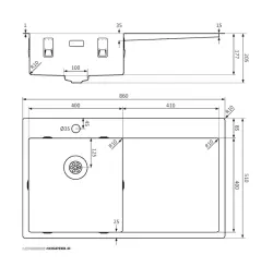 Lorreine SP sorozat rozsdamentes acél mosogató 86x51 cm csaptelep nyílással, 40SPDB-R