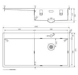 Lorreine SP sorozat rozsdamentes acél mosogató 100x51 cm csaptelep nyílással 50SPDB-L